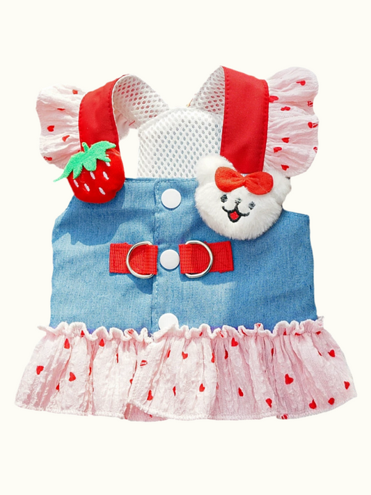 Ins Style Pet Denim Dress | Dog & Cat Harness Outfit