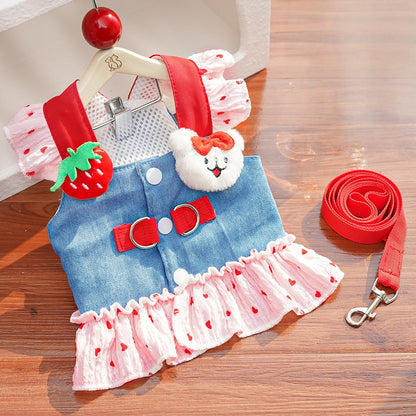 Ins Style Cat Denim Dress | Cute Pet Skirt Outfit