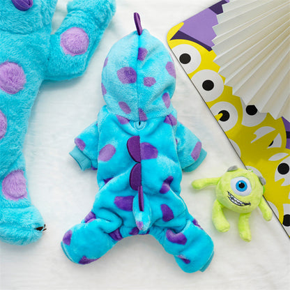 Flannel Four-Leg Pet Jumpsuit – Blue