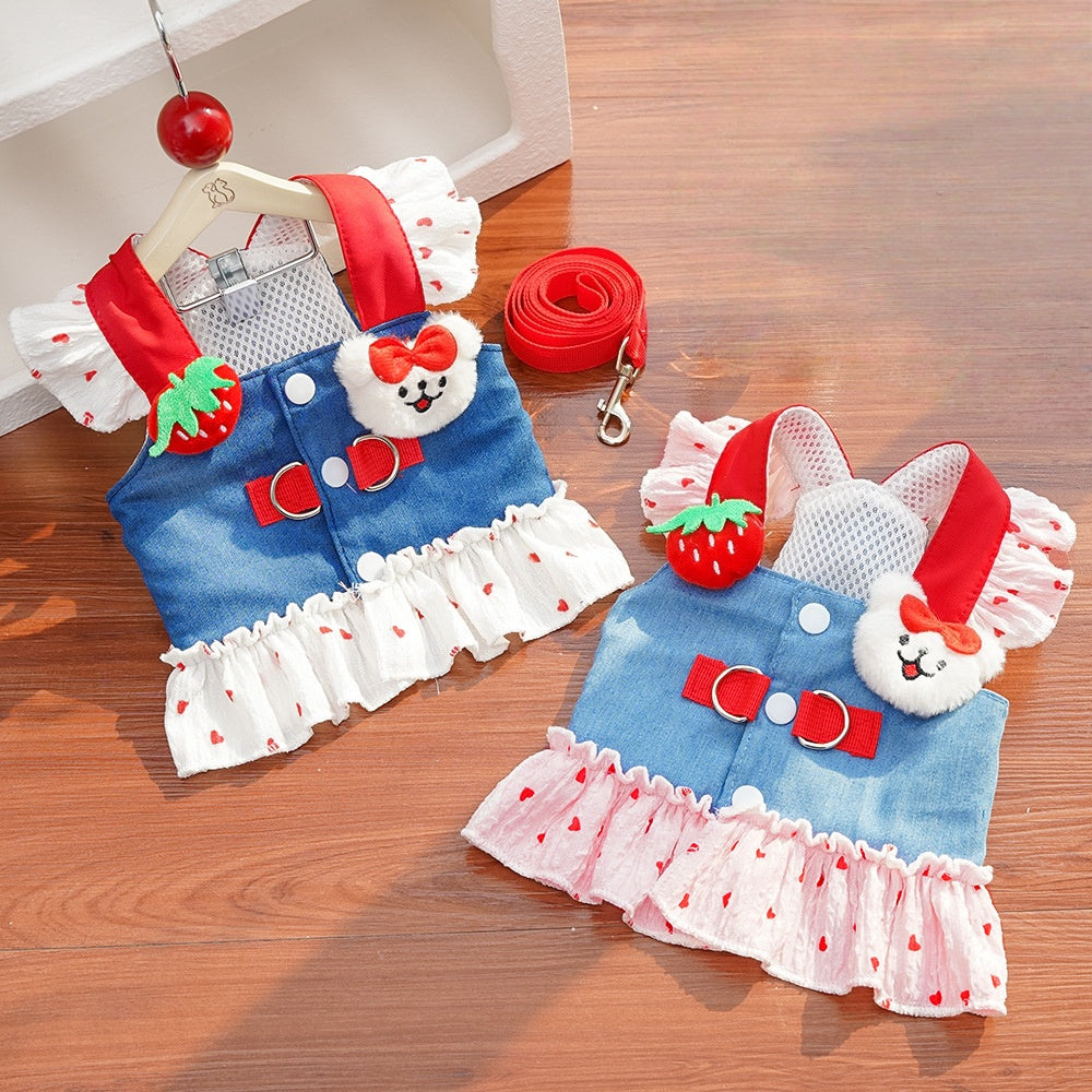 Ins Style Cat Denim Dress | Cute Pet Skirt Outfit