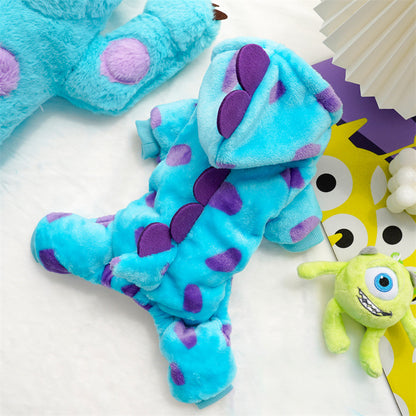 Flannel Four-Leg Pet Jumpsuit – Blue