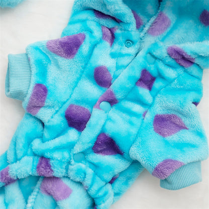 Flannel Four-Leg Pet Jumpsuit – Blue