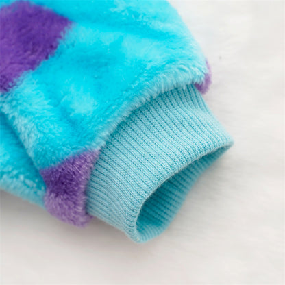 Flannel Four-Leg Pet Jumpsuit – Blue
