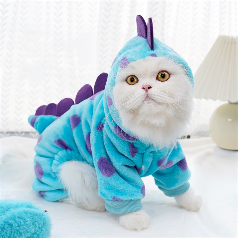 Flannel Four-Leg Pet Jumpsuit – Blue