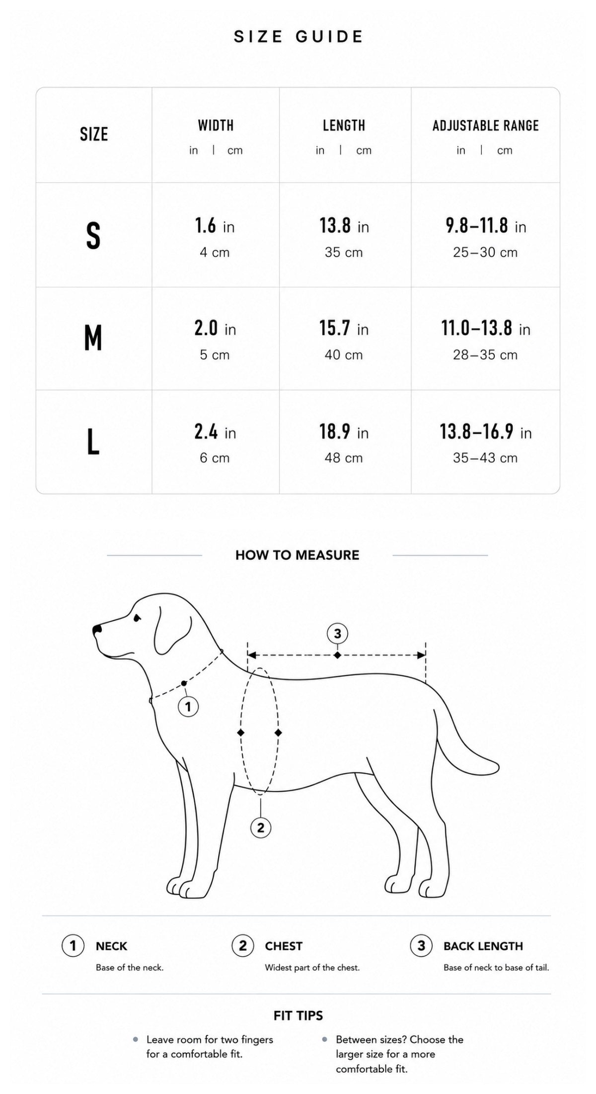 Full-Grain Leather Wide Dog Collar Size Guide