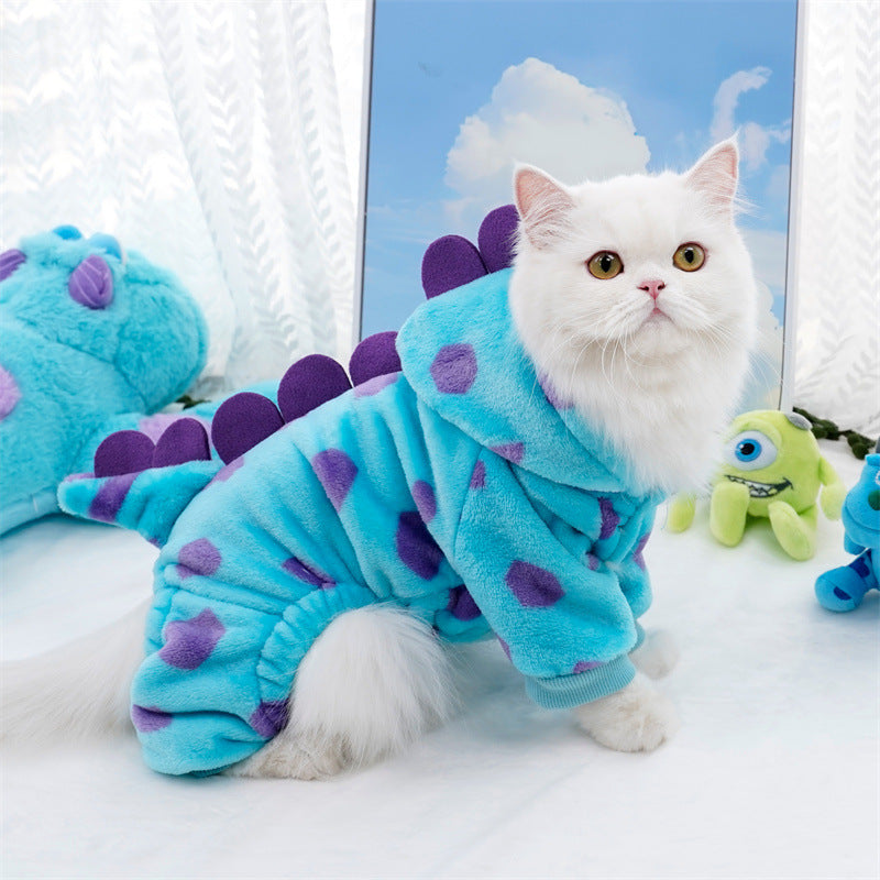 Flannel Four-Leg Pet Jumpsuit – Blue