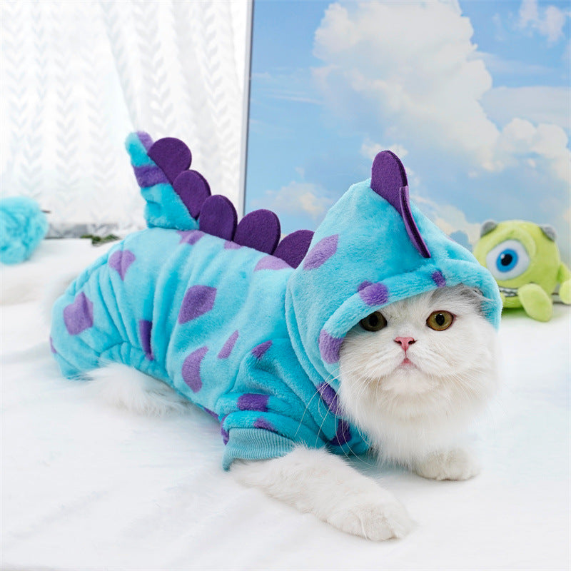 Flannel Four-Leg Pet Jumpsuit – Blue