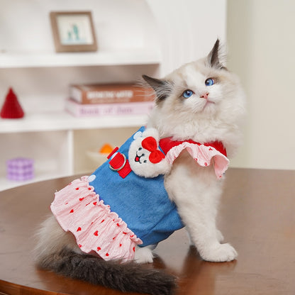Ins Style Cat Denim Dress | Cute Pet Skirt Outfit