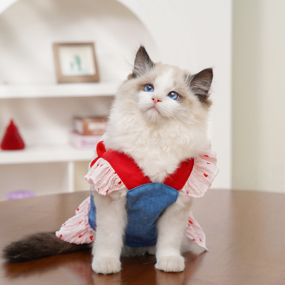 Ins Style Cat Denim Dress | Cute Pet Skirt Outfit