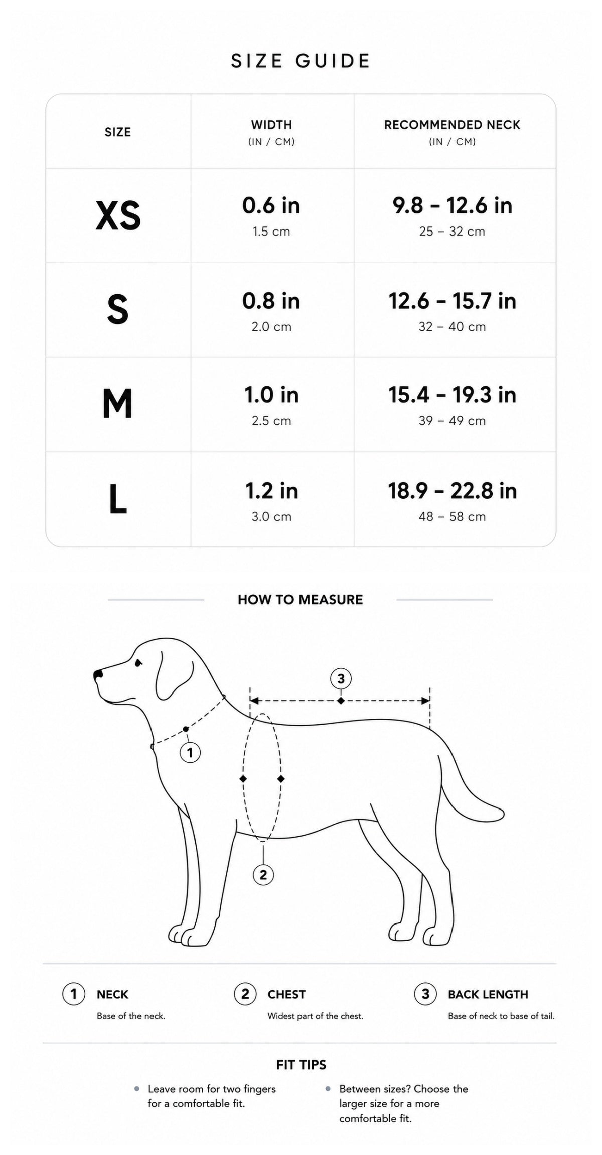 Waterproof Leather Dog Collar Size Guide