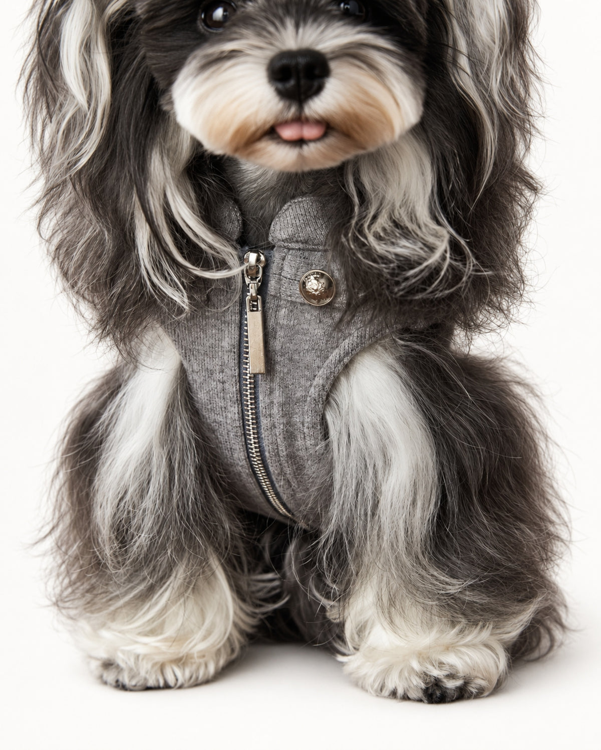 Zip-Up Knit Dog Sweatshirt