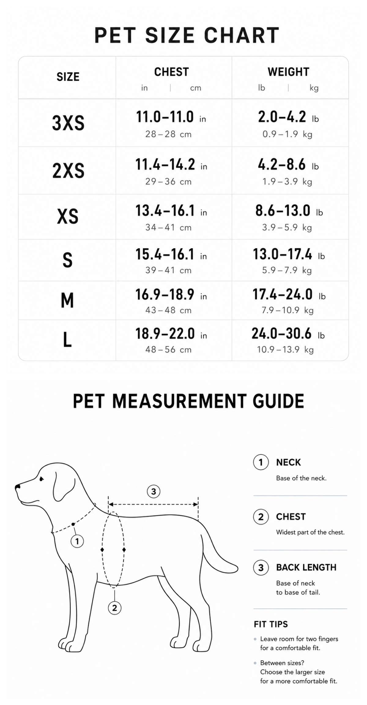 Bubble Mesh Dog Harness & Leash Set Size Guide