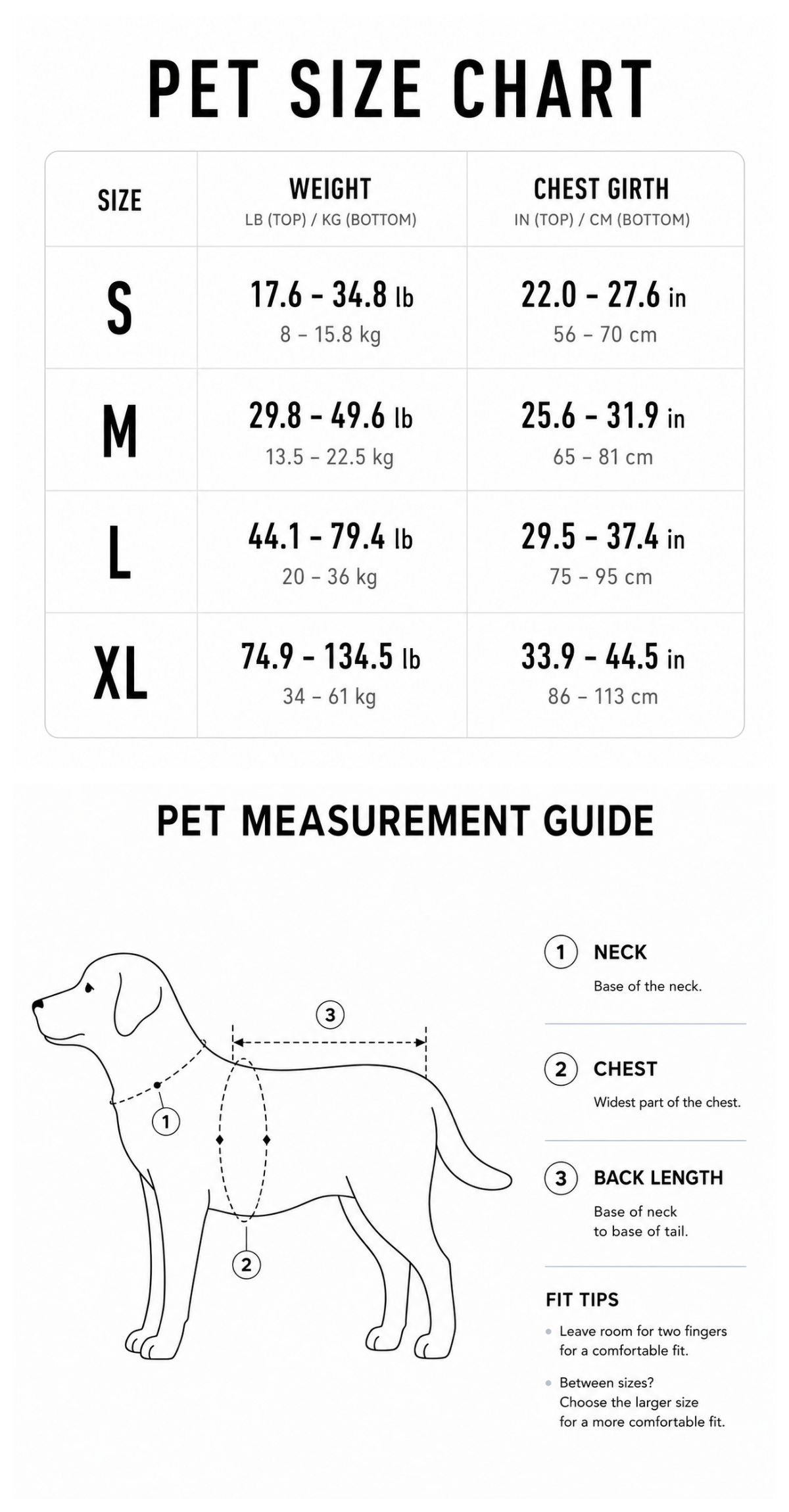 Heavy Dog Harness Size Guide