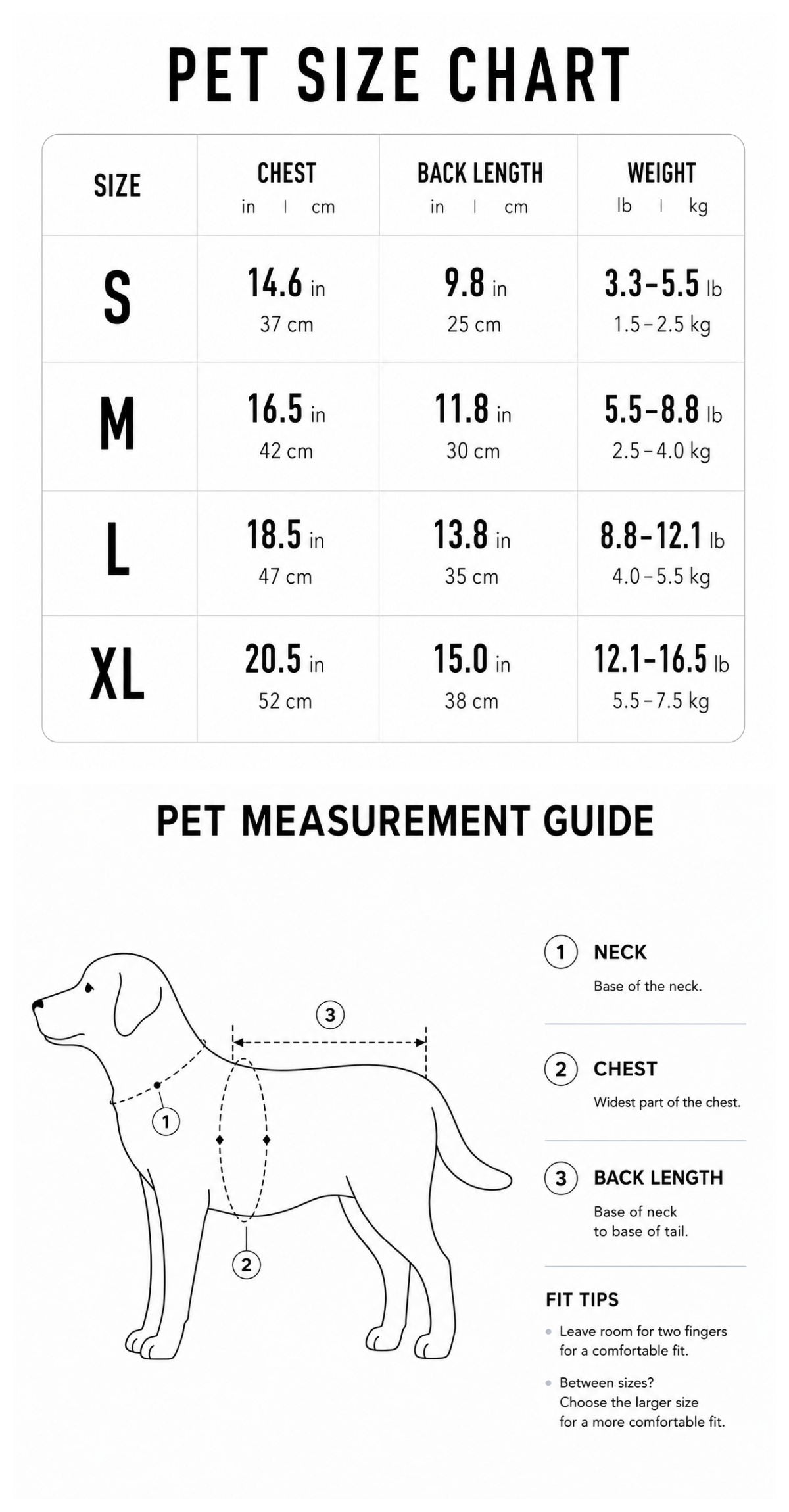 Bee Dog Hoodie Size Guide
