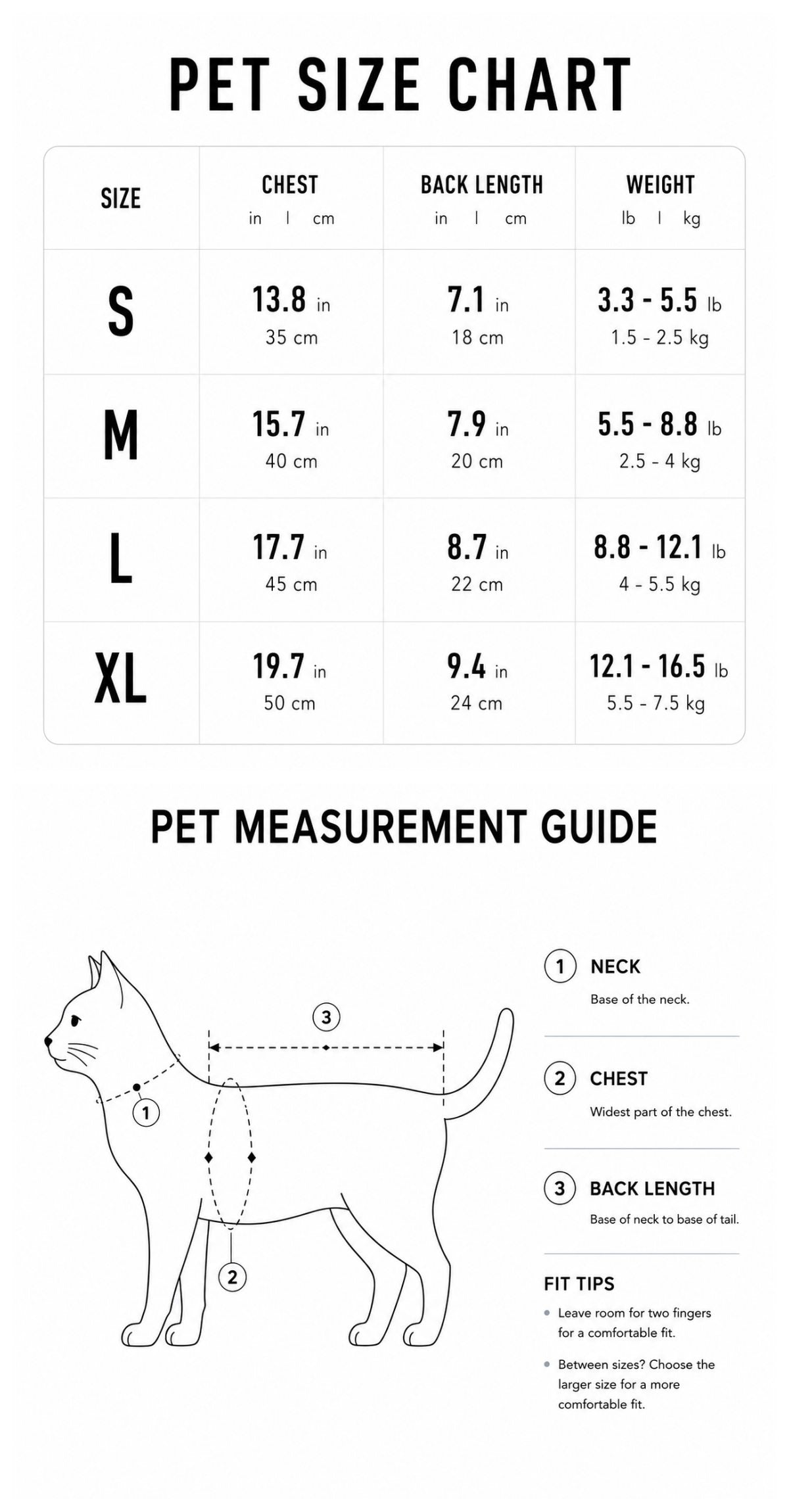 Denim Pet Harness Set Size Guide