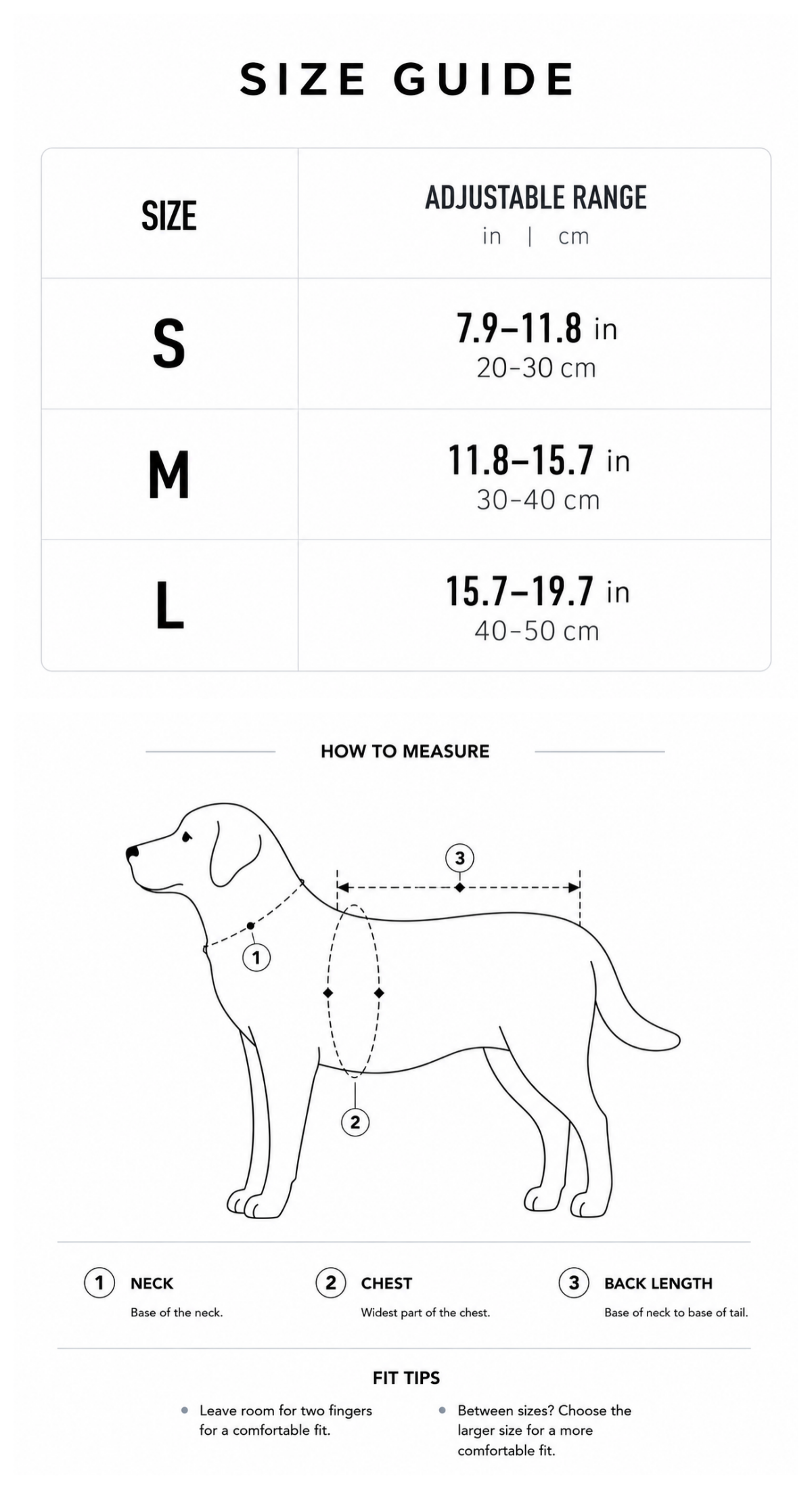 Waterproof Pet Collar Size Guide