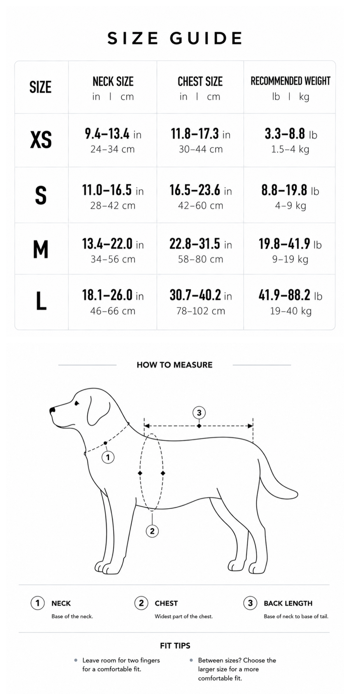 Breathable Mesh Dog Harness Size Guide