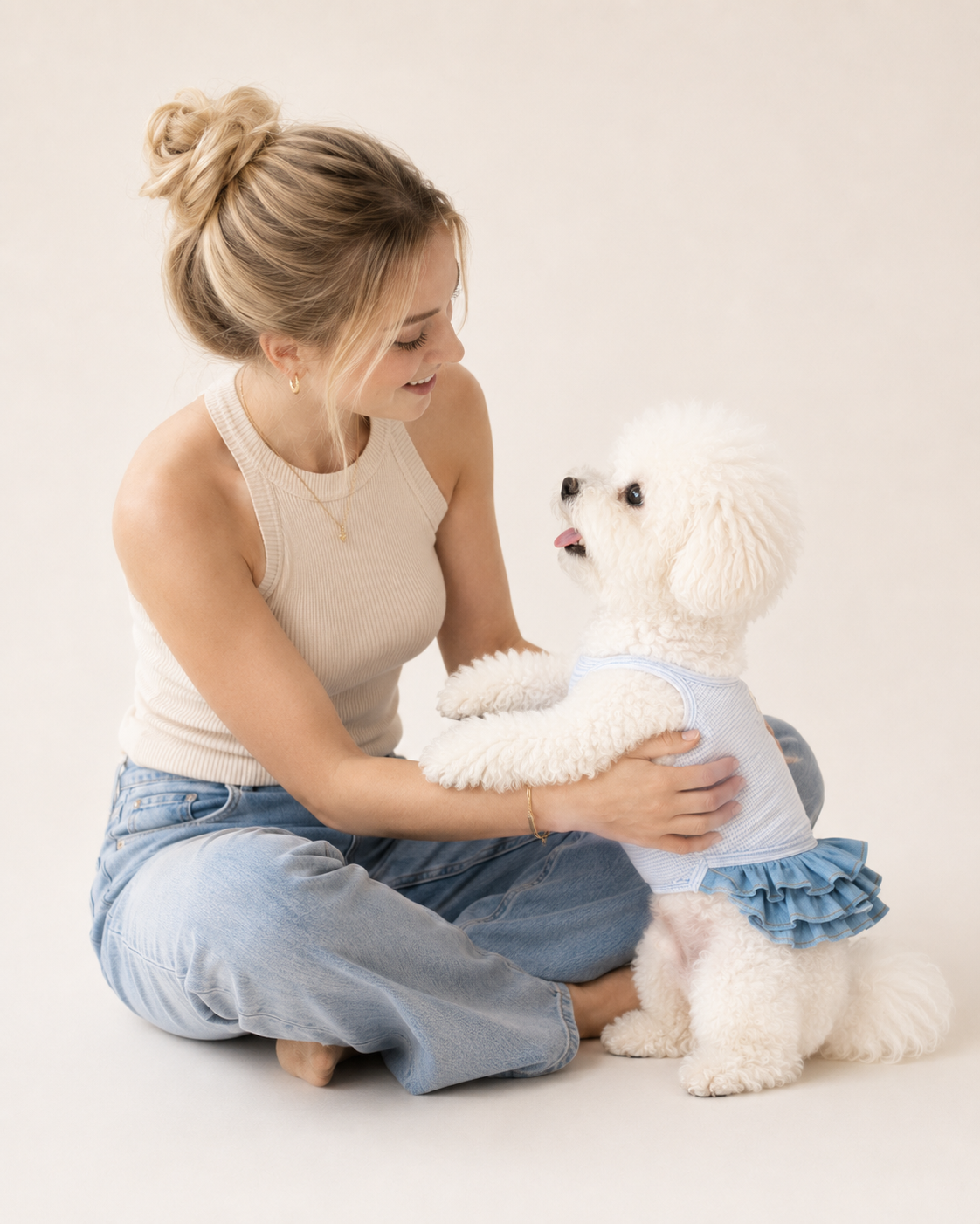 Striped Denim Pet Dress
