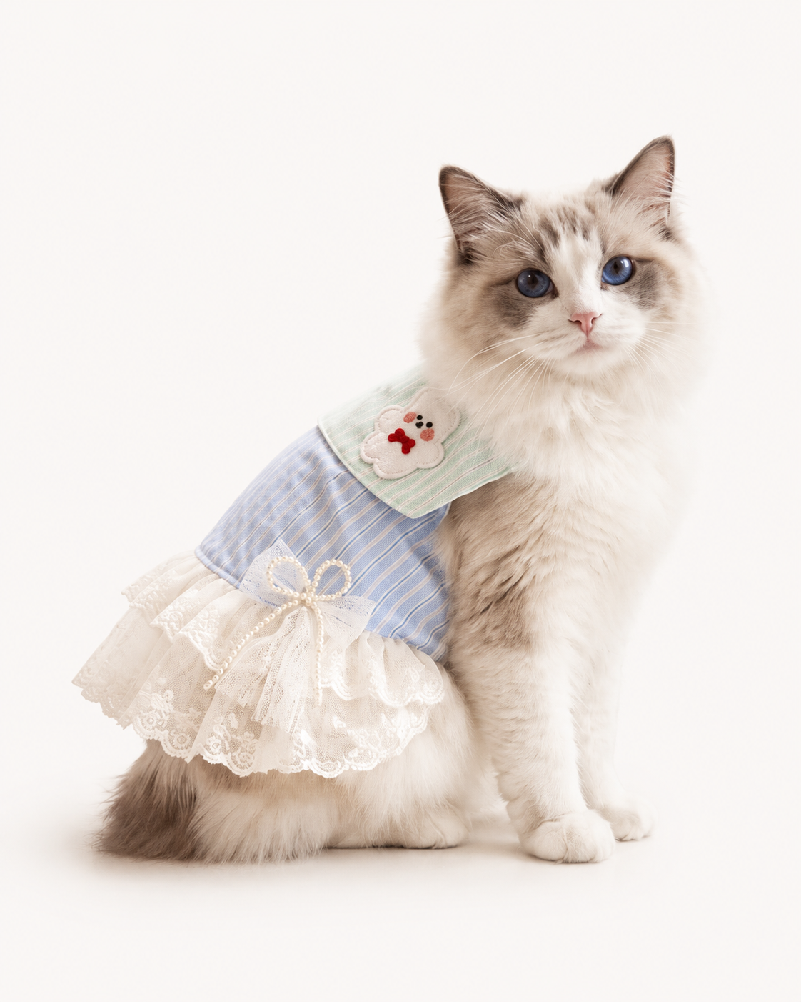 Preppy Cotton-Blend Cat Dress