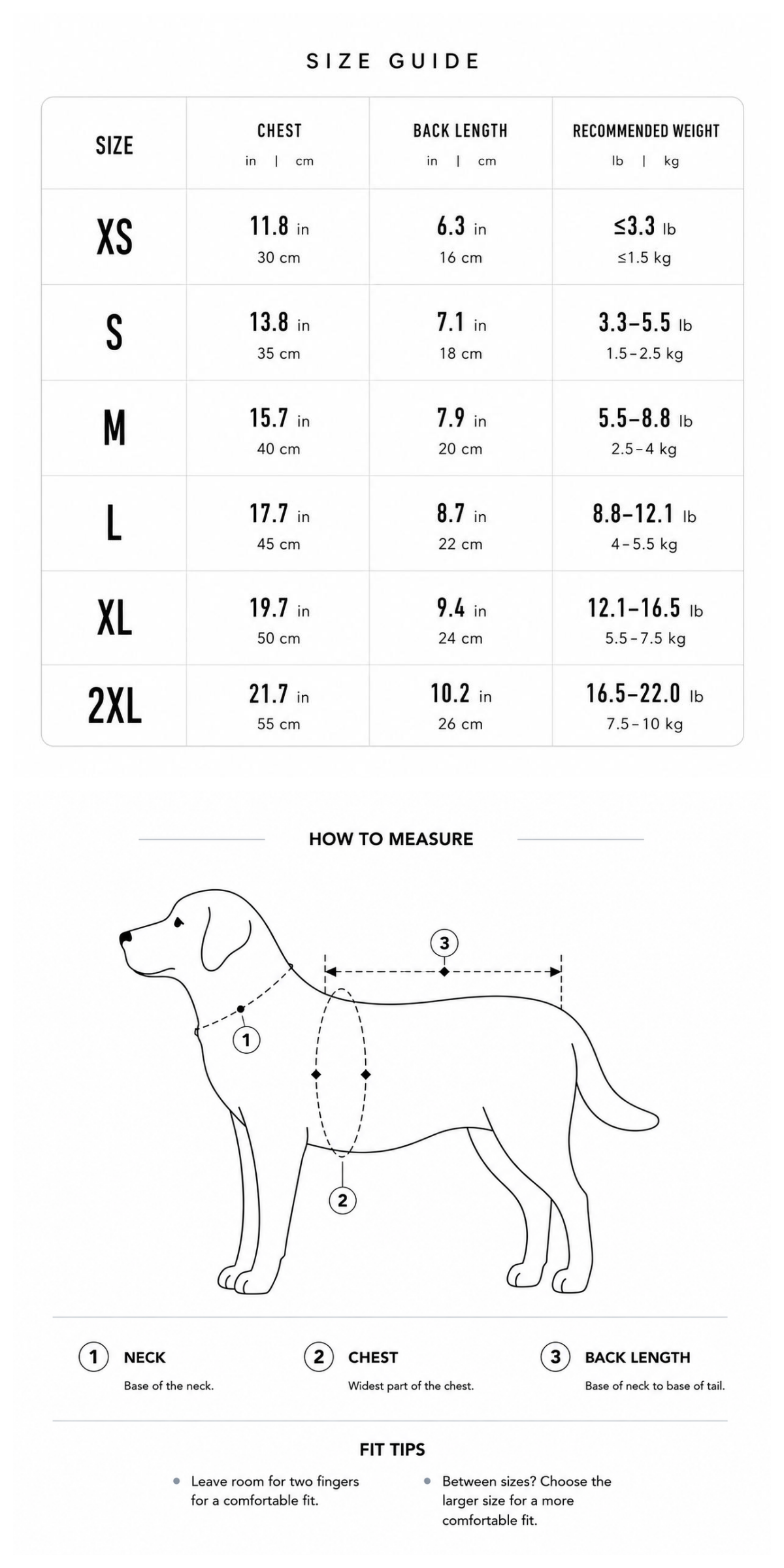 Denim Dog Harness Set with Hat & Leash Size Guide