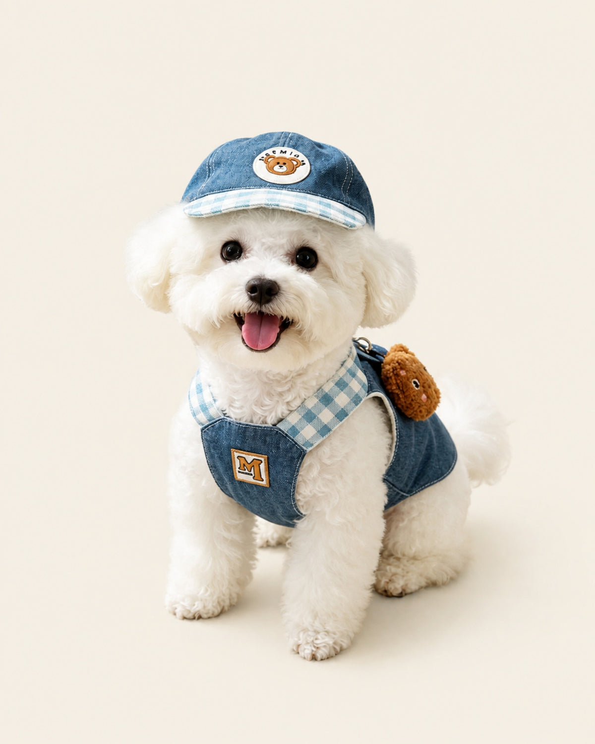 Denim Dog Harness Set with Hat & Leash