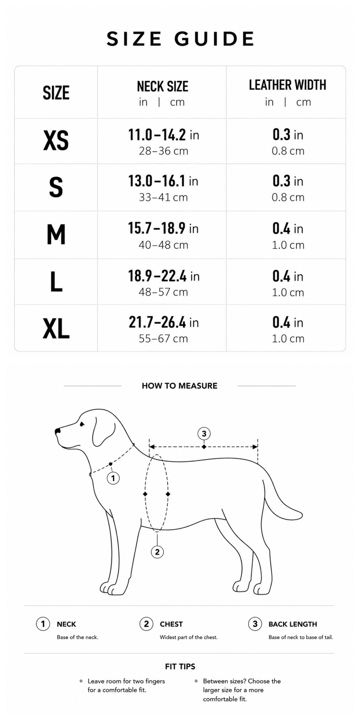 Braided Leather Dog Collar Size Guide