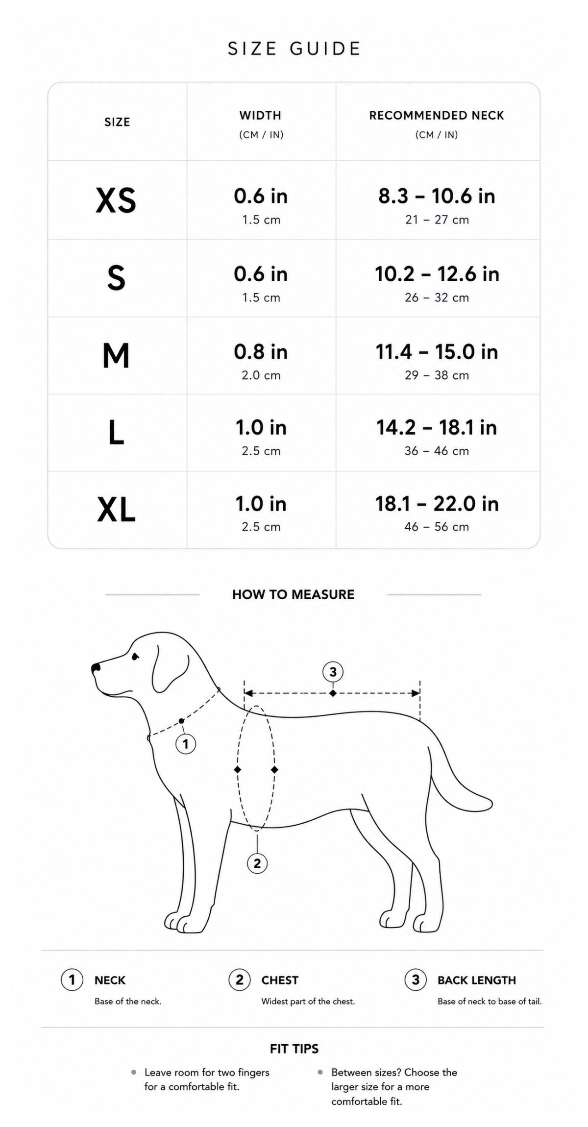 Retro Leather Dog Collar Size Guide